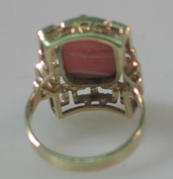 Ring mit Rosenquarz aus 585er Gold, Größe 55, Gewicht: 6,9g
