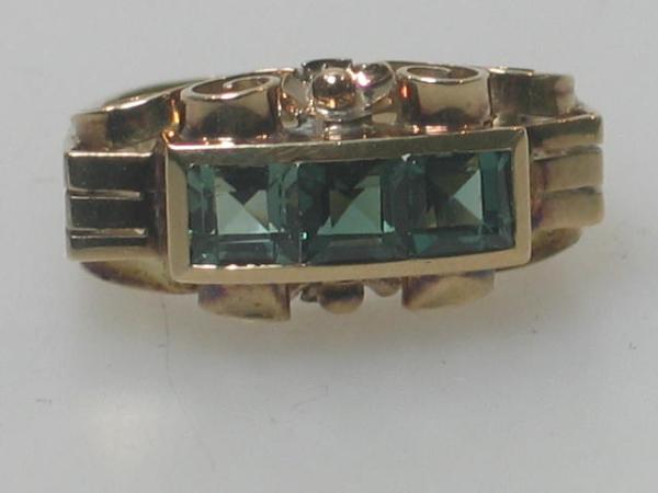 Antikschmuck Ring aus 585er Gold mit Turmalin Edelsteinen, Größe 49, Gewicht: 5,2g