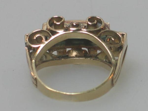Antikschmuck Ring aus 585er Gold mit Turmalin Edelsteinen, Größe 49, Gewicht: 5,2g