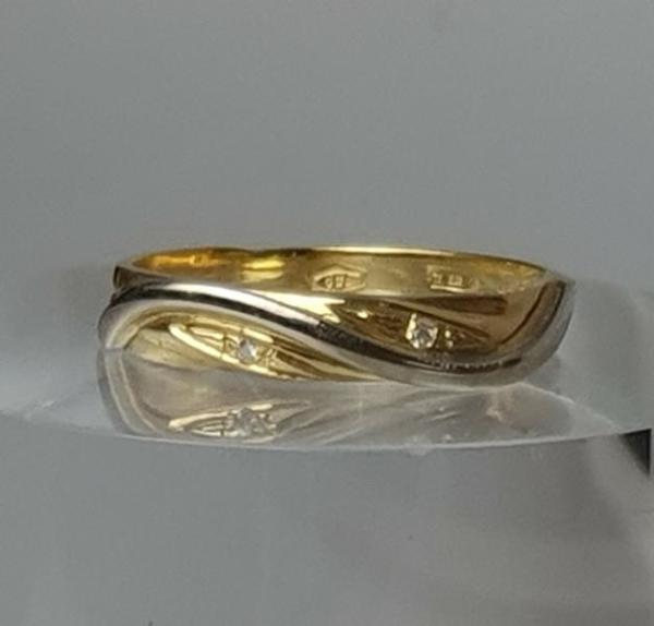 Bicolor Goldring aus 750er Gelbgold mit Weißgoldsteifen, Größe 56, Gewicht: 2,5g