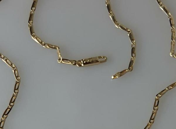 Halskette im Pfauenaugen- Tigeraugen Design, 750er Gelbgold, Länge 60,0 cm, Gewicht: 8,0g