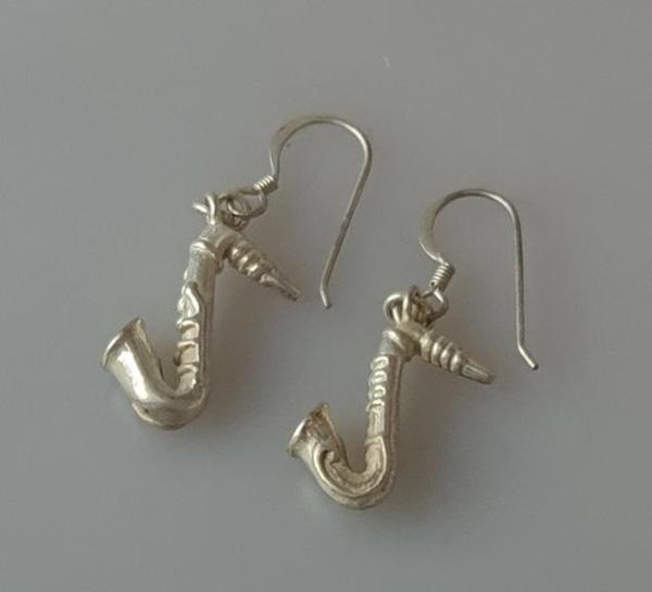 Ohrhänger "Saxophon" aus 925er Sterlingsilber, Gewicht: 5,8g