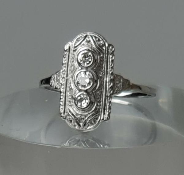 Vintage Diamantring mit 0.25 ct. aus 750er Weißgold, Größe 51, Gewicht: 3,0g