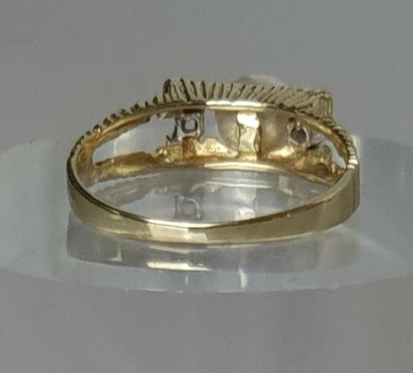 Perlenring mit Diamanten aus 585er Gold, Größe 51, Gewicht: 2,5g