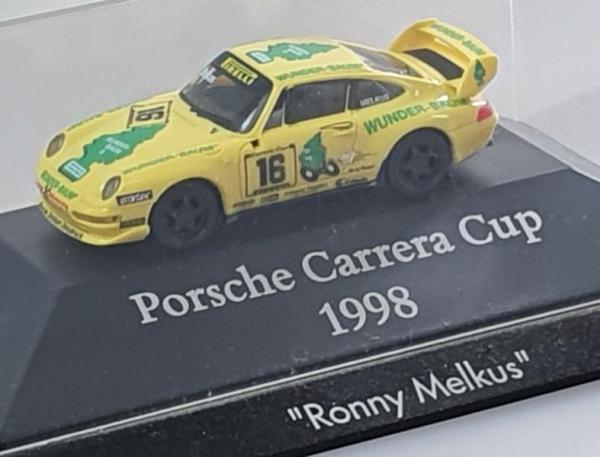 Porsche Carrera Cup 1998 "Ronny Melkus" in Vitrine 1:87