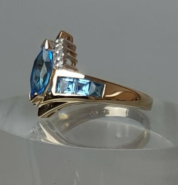 Topas Diamantring, 585er Gold, Größe 51, Gewicht: 3,6g