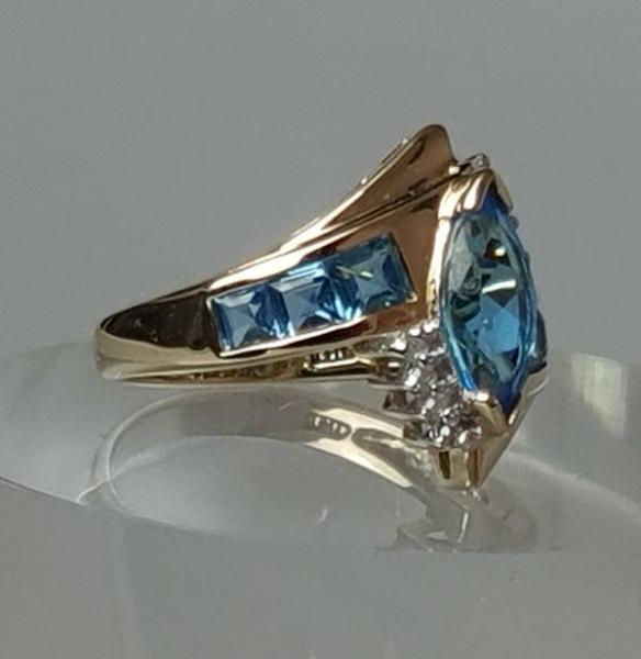 Topas Diamantring, 585er Gold, Größe 51, Gewicht: 3,6g