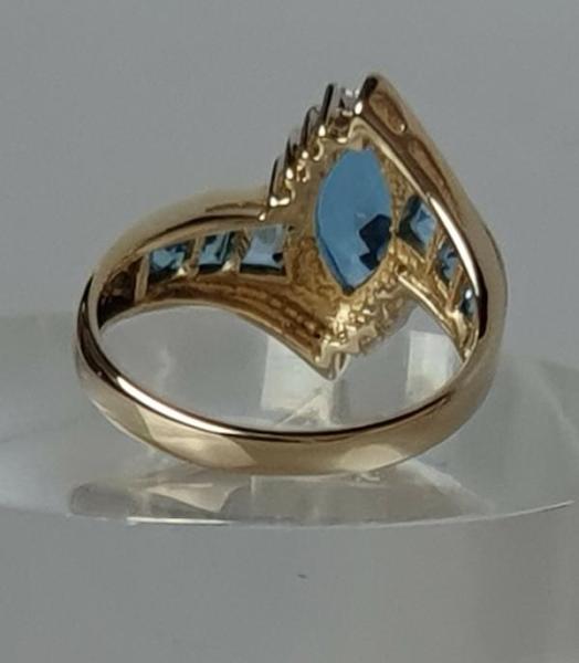 Topas Diamantring, 585er Gold, Größe 51, Gewicht: 3,6g