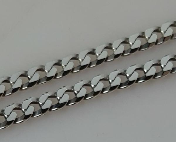 Breite Panzerhalskette aus 925er Sterlingsilber, Länge 50,0 cm, Gewicht: 18,7g