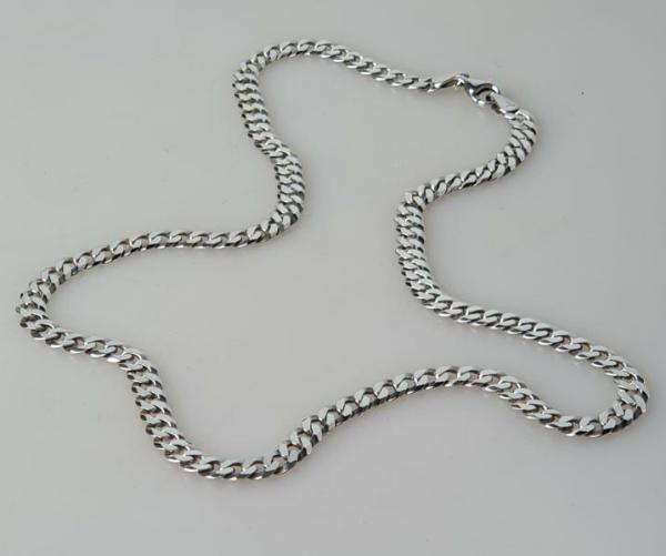 Breite Panzerhalskette aus 925er Sterlingsilber, Länge 50,0 cm, Gewicht: 18,7g