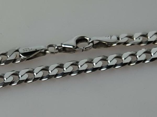 Breite Panzerhalskette aus 925er Sterlingsilber, Länge 50,0 cm, Gewicht: 18,7g