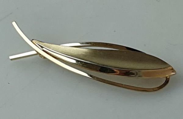 Vintage Brosche in Fischform -teilmattiert- aus 333er Gold, Gewicht: 3,5g