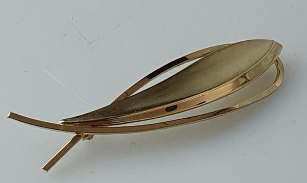 Vintage Brosche in Fischform -teilmattiert- aus 333er Gold, Gewicht: 3,5g