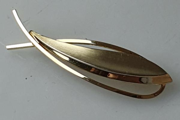 Vintage Brosche in Fischform -teilmattiert- aus 333er Gold, Gewicht: 3,5g