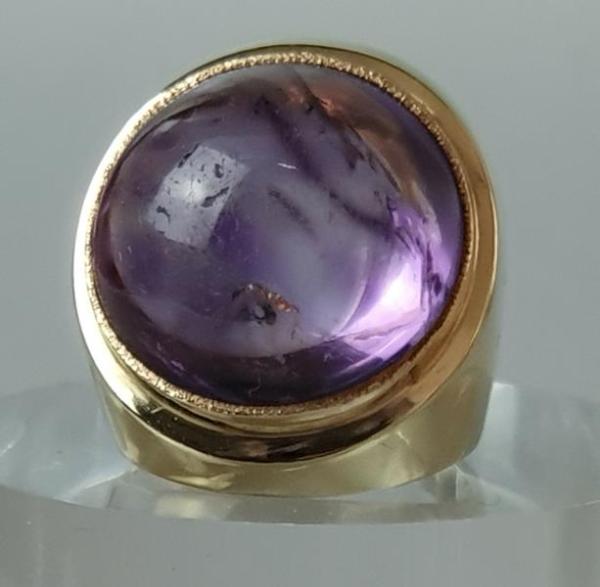 Vintage: Massiver Amethyst Schmucksteinring, 585er Gold, Größe 56, Gewicht: 18,9g