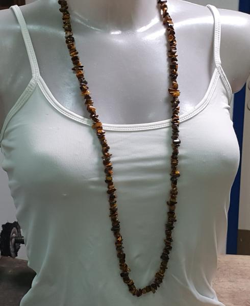 Lange Tigeraugen Schmuckstein Halskette, Länge 92,0 cm