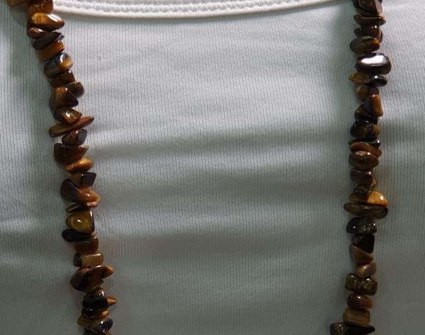 Lange Tigeraugen Schmuckstein Halskette, Länge 92,0 cm