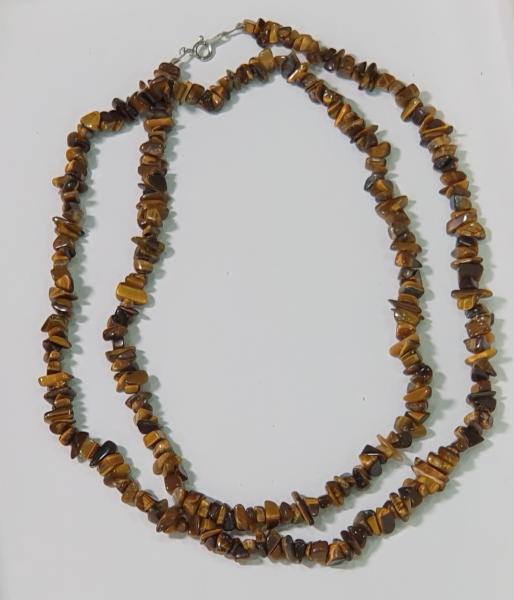 Lange Tigeraugen Schmuckstein Halskette, Länge 92,0 cm