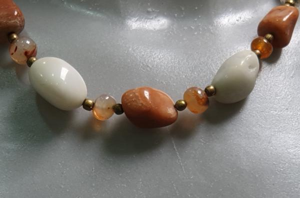 Schmuckstein Halskette mit verschiedenen Schmucksteinen, Länge 45,0 cm