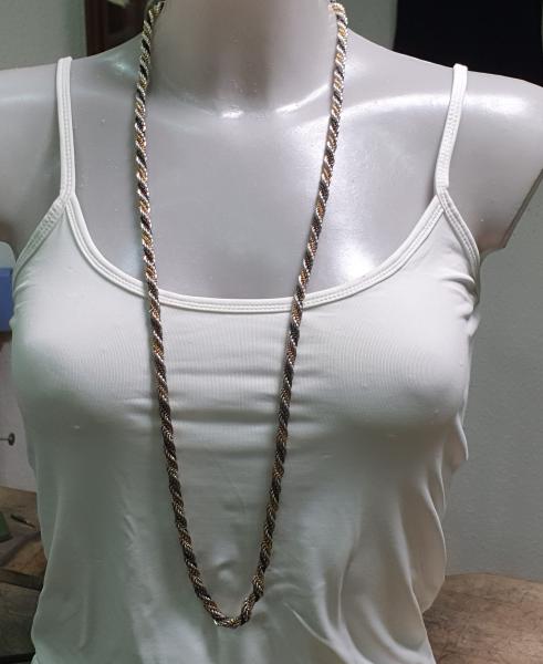 Lange gedrehte Halskette -gold- silber- schwarzfarben, Länge 92,0 cm