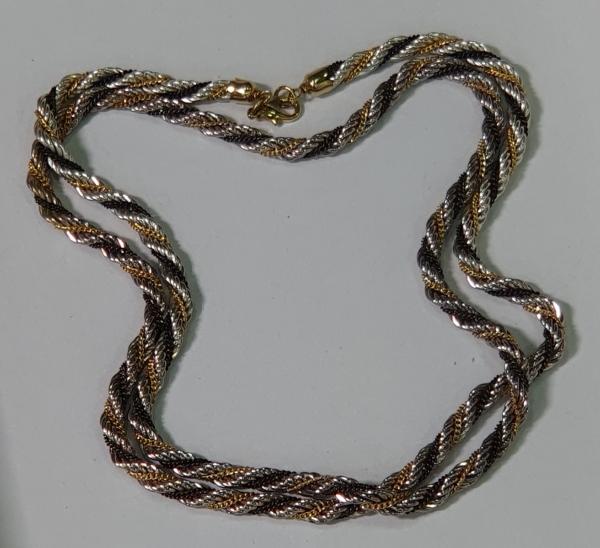 Lange gedrehte Halskette -gold- silber- schwarzfarben, Länge 92,0 cm