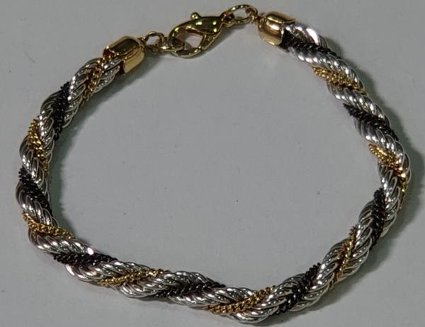 Armband gedreht, gold- silber- schwarzfarben, Länge 20,0 cm