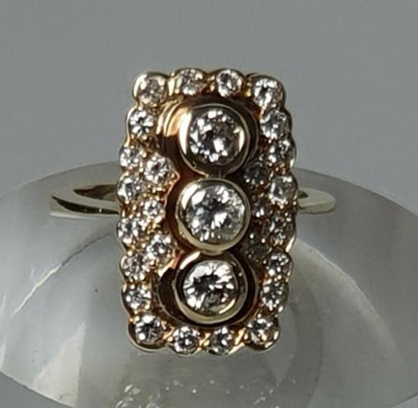 Vintage: Phantastischer Diamantring mit 29 Diamanten aus 585er Gold, Größe 55, Gewicht: 7,5g