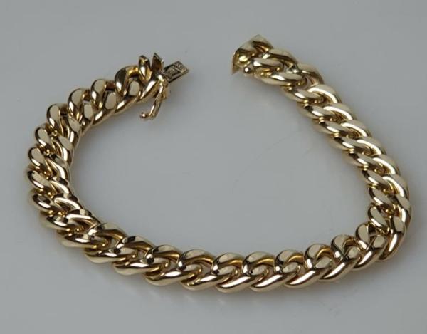 Panzerketten Armband aus 585er Gold, Länge 18,0 cm, Gewicht: 16,6g