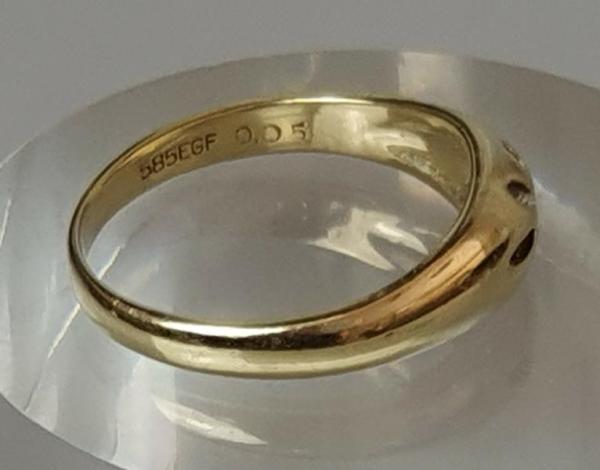 Diamantring Solitär 0.05 ct., 585er Gold, Größe 58, Gewicht: 3,8g