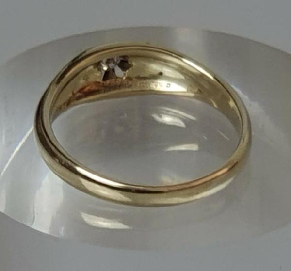 Diamantring Solitär 0.05 ct., 585er Gold, Größe 58, Gewicht: 3,8g