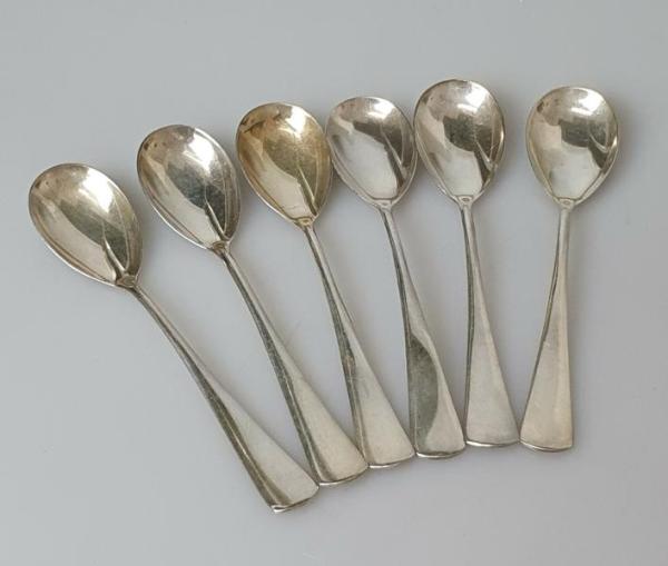 Set 6x Kaffee- Teelöffel aus 800er Silber,  Gewicht: 57,8g