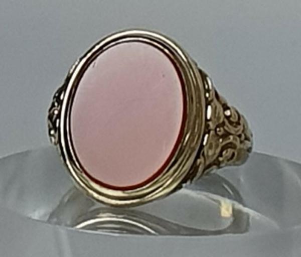 RIng mit Karneol Schmucksteinplatte aus 333er Gold, Größe 59, Gewicht: 6,2g