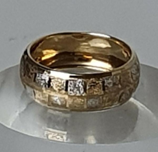 Bicolor Bandring aus 375er Gold, Größe 62, Gewicht: 1,4g