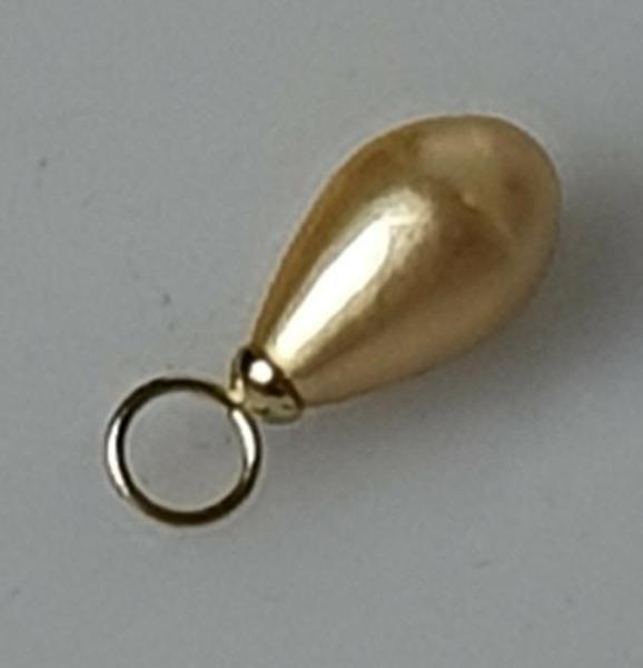 Tropfen Perlenanhänger mit goldener Perle, 333er Gold, Gewicht: 1,8g