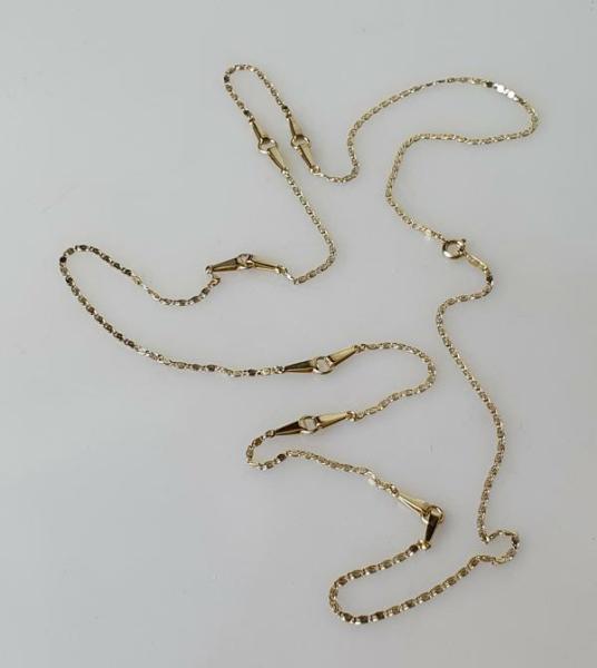 Lange Mäander Halskette mit Zwischenelementen aus 333er Gold, Länge 80,0 cm, Gewicht: 7,3g