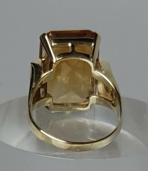 Goldring mit großem Citrin aus 585er Gold, Größe 57, Gewicht: 8,6g
