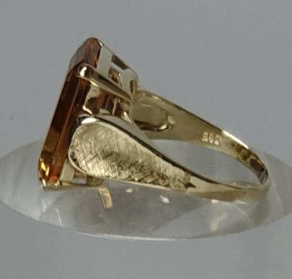 Goldring mit großem Citrin aus 585er Gold, Größe 57, Gewicht: 8,6g
