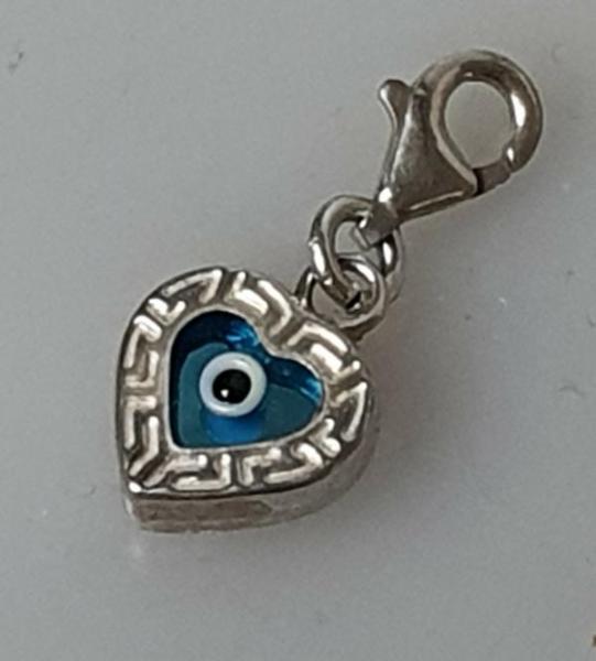 Charm Armbandanhänger "Magisches Auge" Herzform aus 925er Sterlingsilber