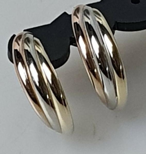 Tricolor Ohrstecker aus 585er Gold, Gewicht: 3,1g