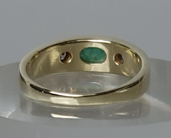 Smaragd- Diamantring, 585 Gold, Größe 55, Gewicht: 4,6g