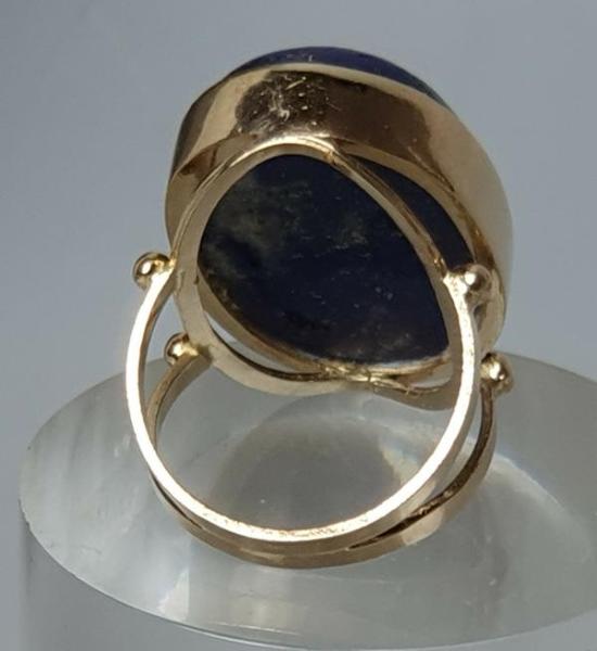 Großer Lapislazuli Edelsteinring aus 750er Gold, Größe 60, Gewicht: 16,1g