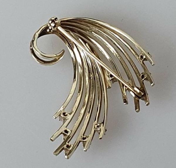 Vintage Diamantbrosche mit 0.10 ct. aus 585er Gold, Gewicht: 8,2g