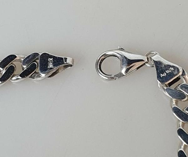 FBM Panzerkettenarmband aus 925er Sterlingsilber, Länge: 21,0 cm, Gewicht: 24,2g