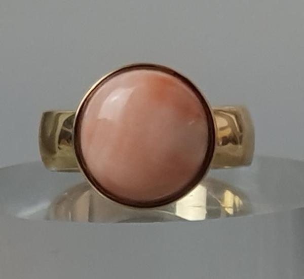 Engelshaut Korallen Ring aus 585er Gold, Größe 58, Gewicht 9,4g
