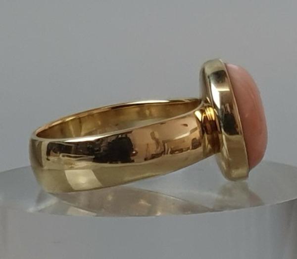 Engelshaut Korallen Ring aus 585er Gold, Größe 58, Gewicht 9,4g