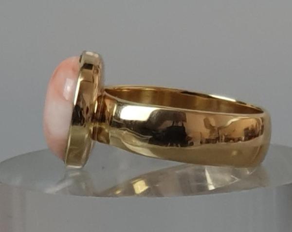 Engelshaut Korallen Ring aus 585er Gold, Größe 58, Gewicht 9,4g