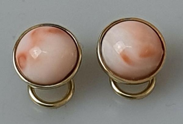 Engelshaut Korallen Ohrclips, 585er Gold, Gewicht: 6,2g