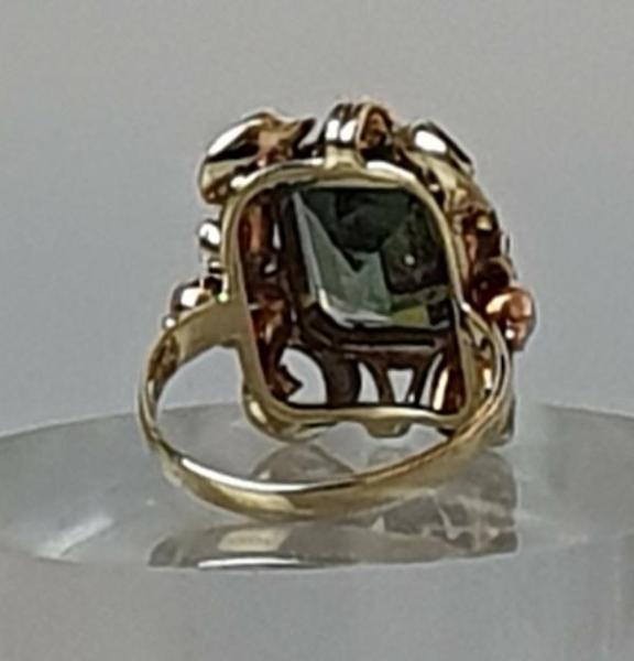 Grüner Topas Edelsteinring aus 585er Gold, Größe 52, Gewicht 4,5g