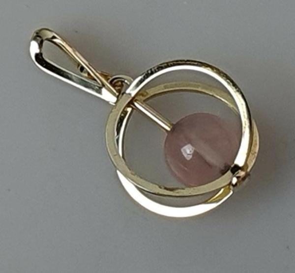 Rosenquarz Kettenanhänger, 333er Gold, Gewicht: 3,2g