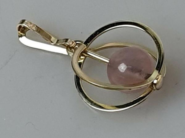 Rosenquarz Kettenanhänger, 333er Gold, Gewicht: 3,2g